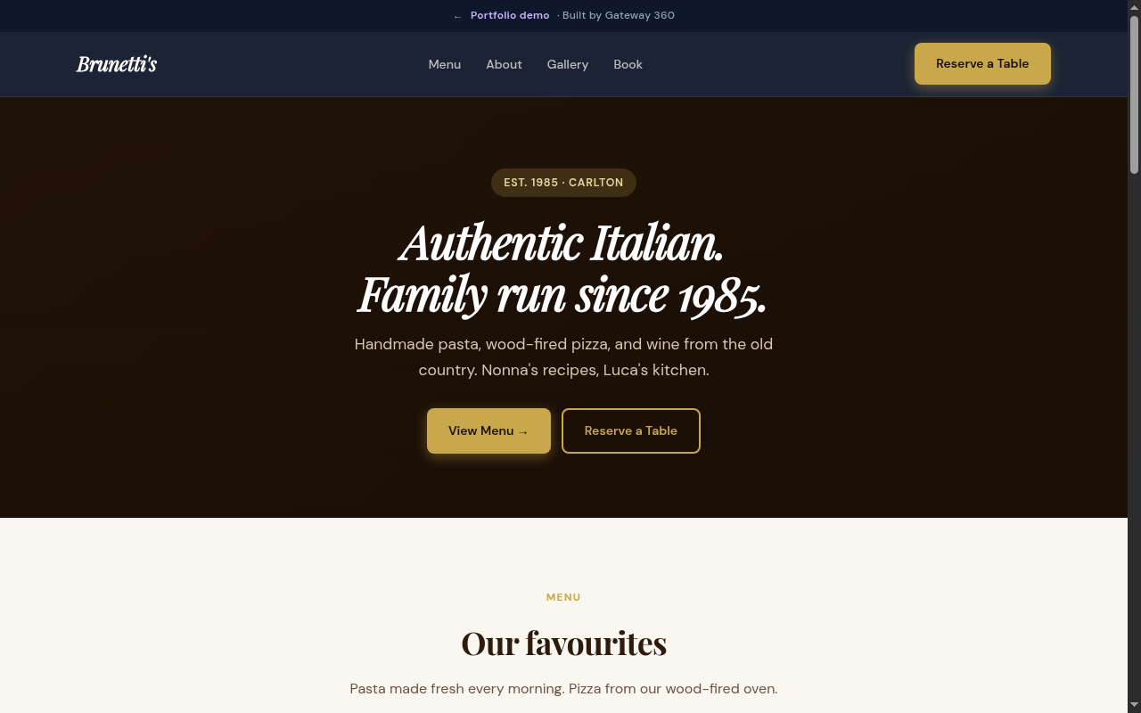 Brunetti's website preview