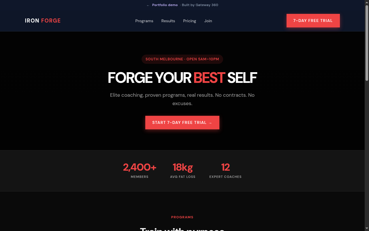 Iron Forge website preview