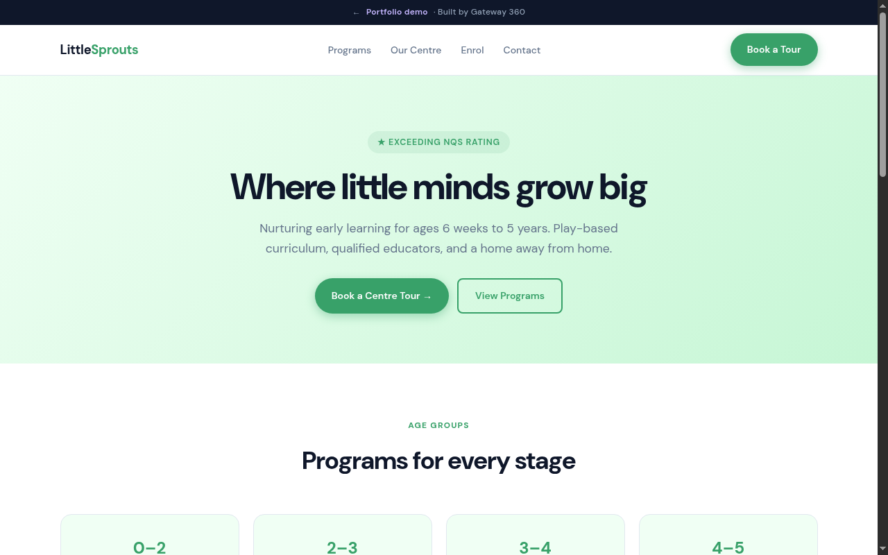 Little Sprouts website preview