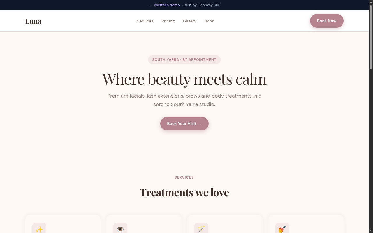 Luna Beauty website preview