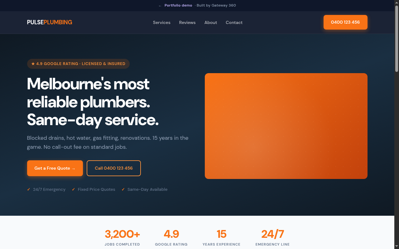 Pulse Plumbing website preview
